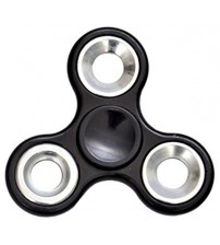Fidget Spinner, Tri-Spinner, Stress Reliever, Fun and Spin, Black Color, Silver Rim